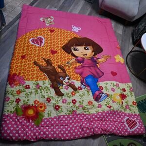 Nickelodeon Kids Pink Cartoon Character Quilt Blanket Flowers Hearts Bedding